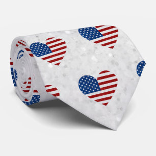 Corbata Corazón de bandera americana resplandeciente 4 de 