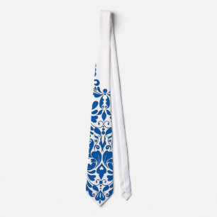 Corbata Corazón de Damasco azul y blanco de HeartyParty