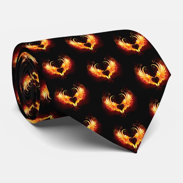 Corbata Corazón de Fuego Ángel con Alas (Enrollado)