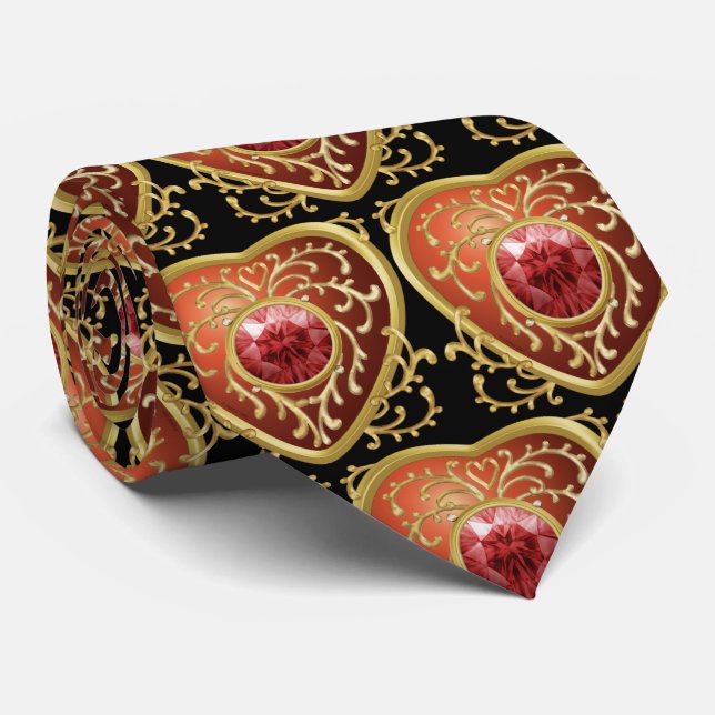 Corbata Corazón de Hada Joya Roja  (Enrollado)