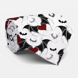 Corbata Corazón de Halloween con alas de murciélago negras