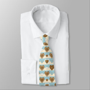 Corbata Corazón de rayas pastel de primavera con acentos d