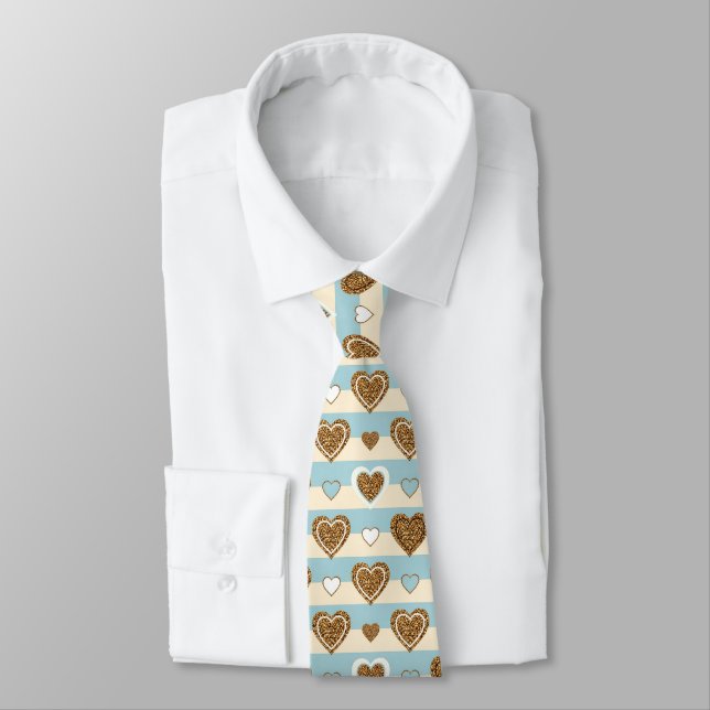 Corbata Corazón de rayas pastel de primavera con acentos d (Atado)