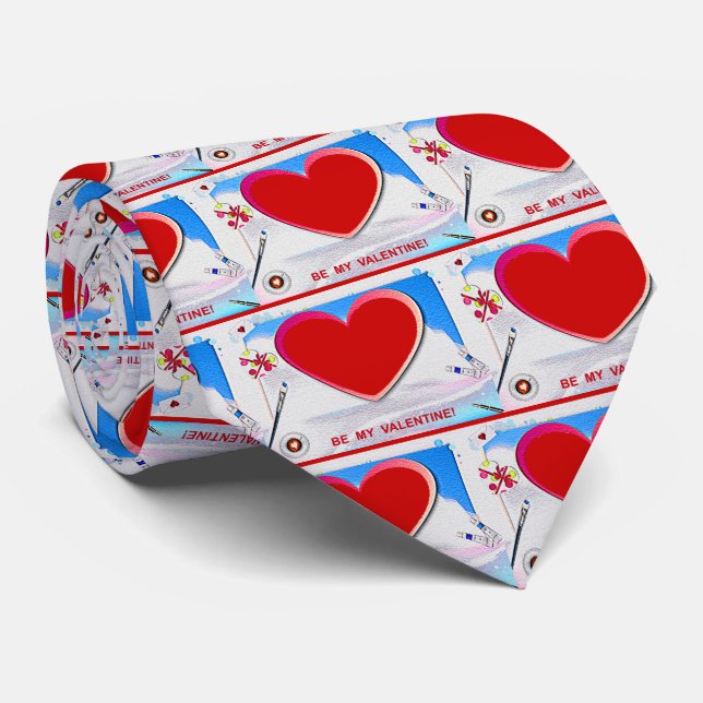 Corbata Corazón de San Valentín pintado añada tu foto (Enrollado)