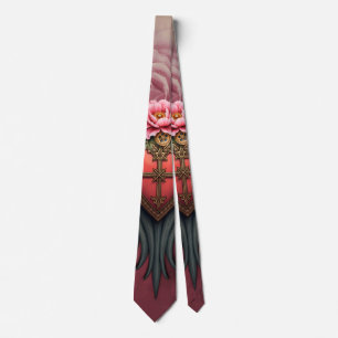 Corbata Corazón gótico con sangre y alas.