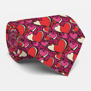 Corbata Corazón Pop-Art Rosa Pastel y Rojo Jugoso 