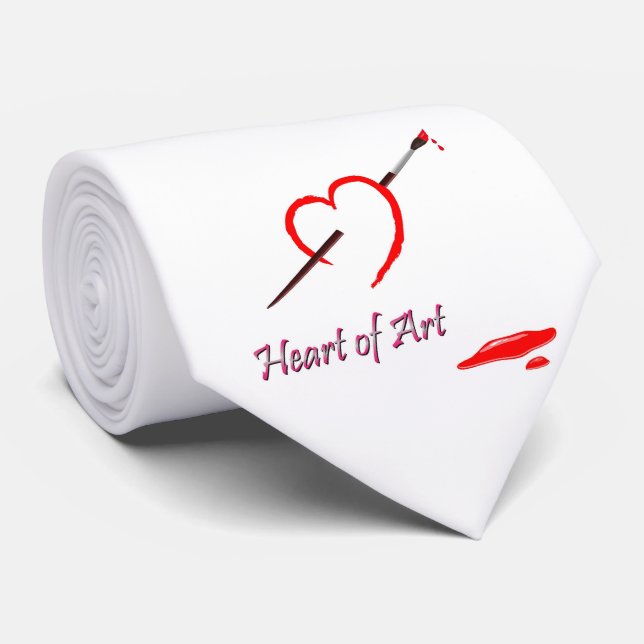 Corbata Corazón Rojo de Arte Amo Pintura Pintura Pincel Ar (Enrollado)