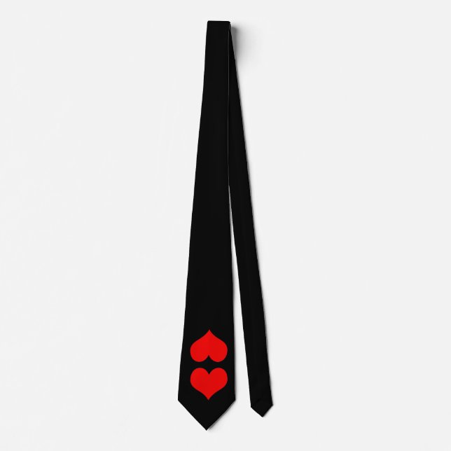 Corbata Corazón rojo negro con gemelo negro (Anverso)