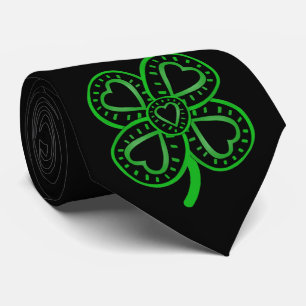 Corbata Corazón verde negro de amante San Patricio Día B