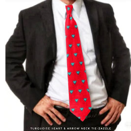 Corbata Corazón y flecha turquesa