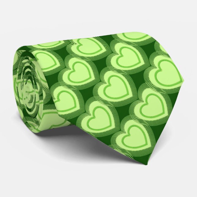 Corbata Corazones abstractos modernos - verde lima (Enrollado)