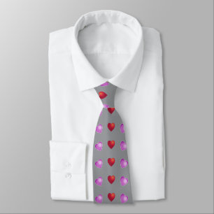 Corbata Corazones adorables en GRIS