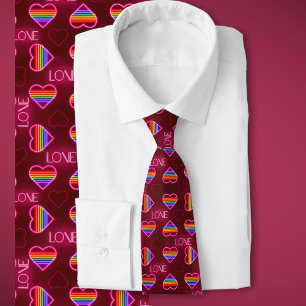 Corbata Corazones arcoiris del orgullo LGBTQ+