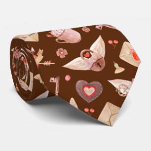 Corbata Corazones Con Alas Y Bloqueos