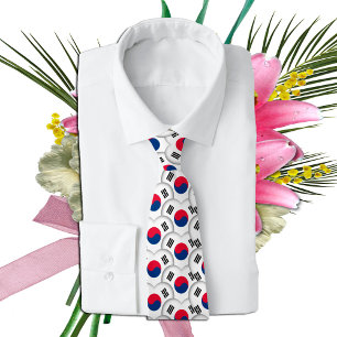Corbata Corazones coreanos y bandera coreana/Corea del Sur
