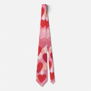Corbata Corazones de Acuarela Rosados y Rojos Coqueta Romá