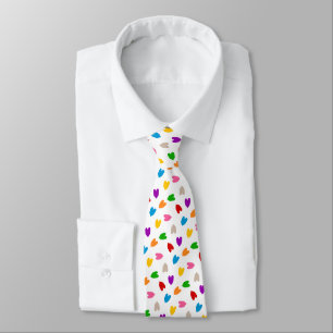 Corbata Corazones De Amor Coloridos Diseño De Patrón Blanc