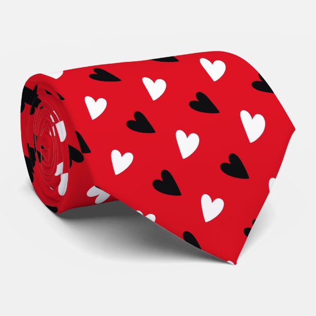 Corbata Corazones de amor rojos (Enrollado)