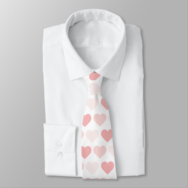 Corbata Corazones de melocotón rosa simples modernos (Atado)