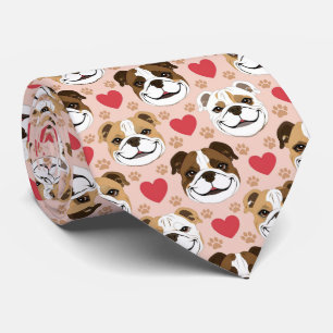 Corbata Corazones de San Valentín con patrón de Bulldog Am