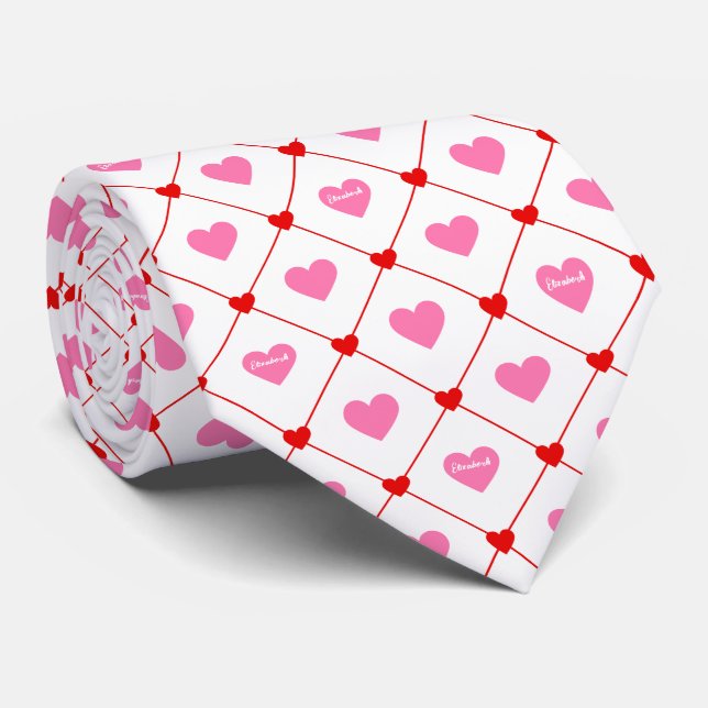Corbata Corazones de San Valentín personalizados (Enrollado)