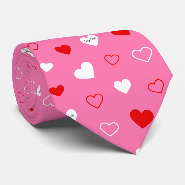 Corbata Corazones de San Valentín personalizados (Enrollado)