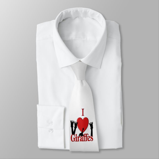 Corbata Corazones Jirafas Plateada (Atado)
