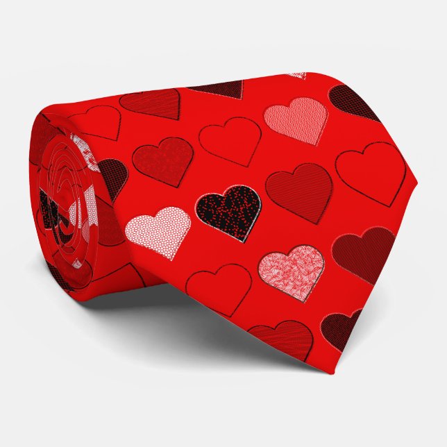 Corbata Corazones modernos del siglo Rojo Medio (Enrollado)