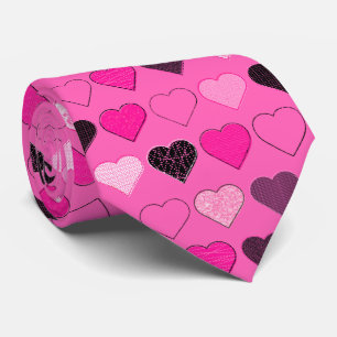 Corbata Corazones modernos rosados de mediados de siglo
