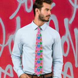 Corbata Corazones multicolores con globo ocular Amor San V