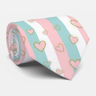 Corbata Corazones Pastel Modernos con Sutiles Destellos de