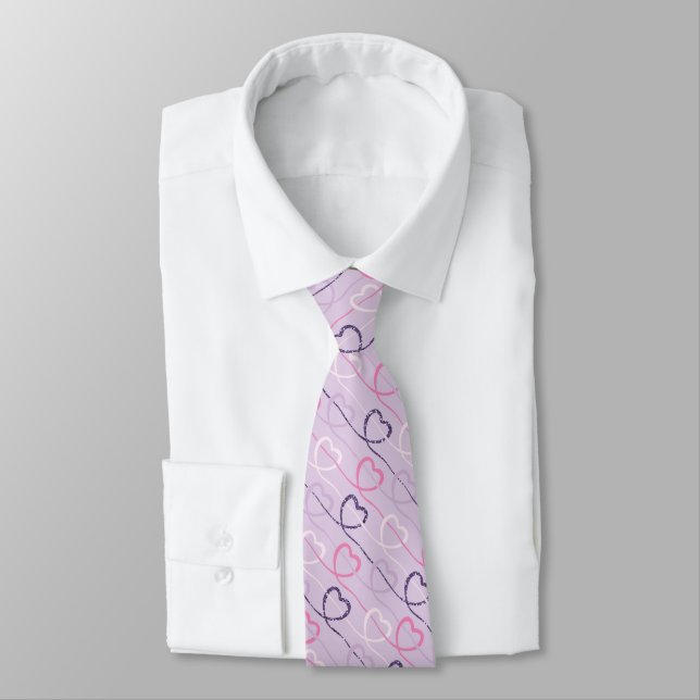 Corbata Corazones Purpurinas Pink Purple Faux (Atado)