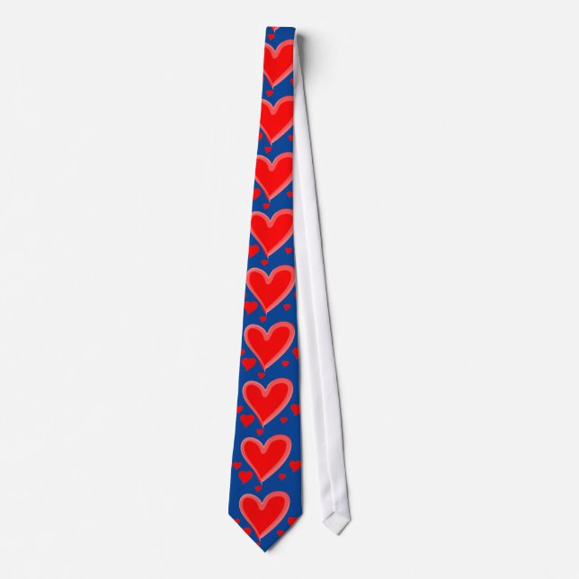 Corbata corazones rojos azules día de San Valentín mene co (Anverso)