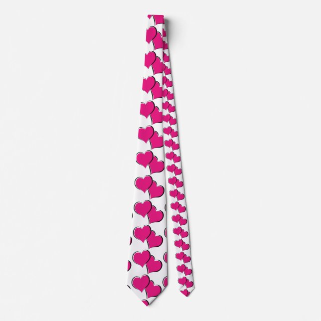 Corbata corazones rojos emparejados de blanco (Anverso)