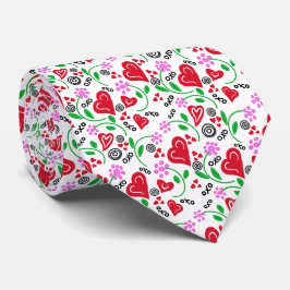 Corbata Corazones rojos Valentine Flores rosas