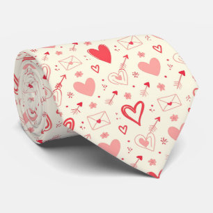 Corbata Corazones románticos de San Valentín Patrón contin