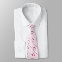 Corbata Corazones rosados en rosa pálido