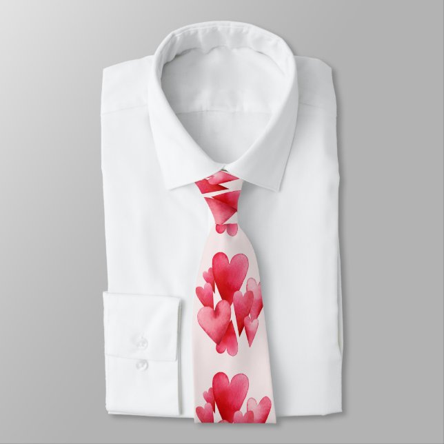 Corbata Corazones Rosas Ansiosos (Atado)