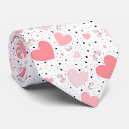 Corbata Corazones rosas y cerdito