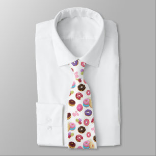Corbata Corazones y donuts coloridos y sabrosos