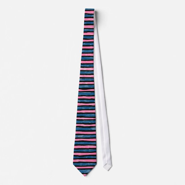 Corbata Corbata, rayas pintadas, azul y rosa (Anverso)