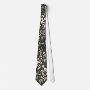 Corbata Cordón negro beige de la moda de moda del vintage