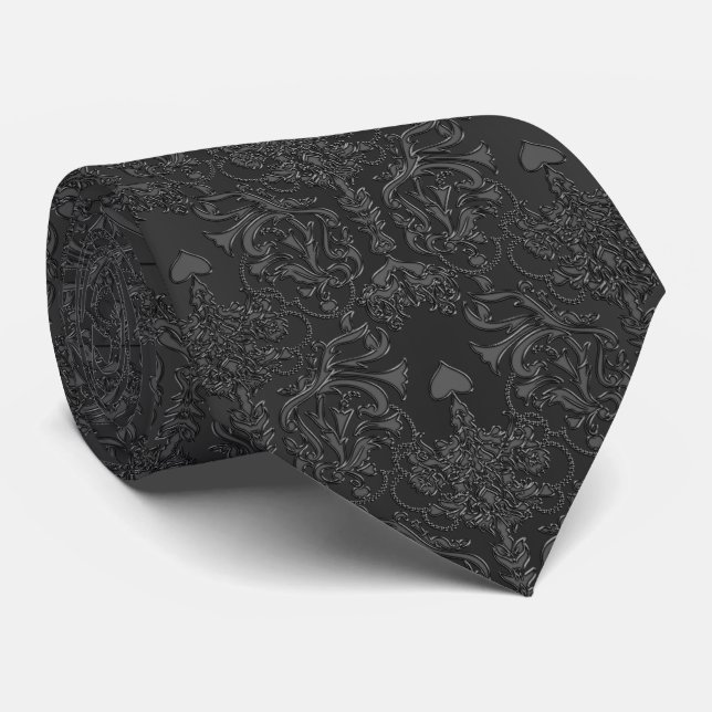 Corbata Cordón negro elegante del damasco (Enrollado)