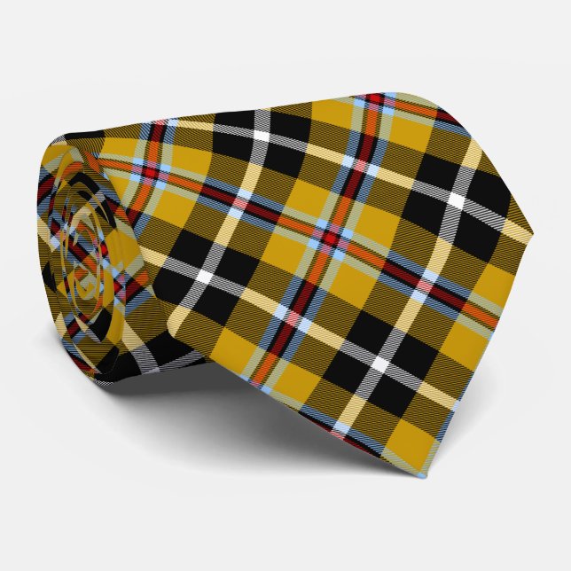 Corbata Cornish National Tartan Yellow and Black Planteado (Enrollado)