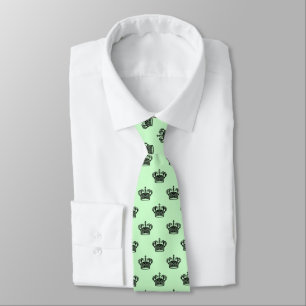 Corbata Corona 01 - Negro sobre Verde Pálido