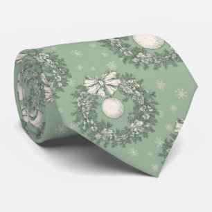 Corbata Corona de Navidad de Toile Verde Vintage (1)