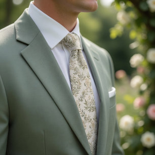 Corbata Corona elegante vintage de salvia verde, eucalipto