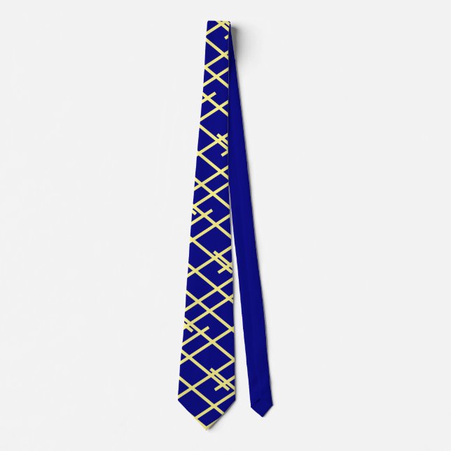 Corbata Correa azul de la marina y franjas amarillas boda  (Anverso)