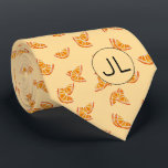 Corbata Cortes de naranja con hongos de monograma de fruta<br><div class="desc">Este lindo patrón de fruta fue creado usando mi ilustracion de rodaja de mandarina a mano pintada con medios mixtos y hace un peculiar diseño de novedad para aquellos que no toman la vida, ¡o sus medias demasiado en serio! El tono mullido del diseño de tono le da un toque...</div>