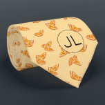 Corbata Cortes de naranja con hongos de monograma de fruta<br><div class="desc">Este lindo patrón de fruta fue creado usando mi ilustracion de rodaja de mandarina a mano pintada con medios mixtos y hace un peculiar diseño de novedad para aquellos que no toman la vida, ¡o sus medias demasiado en serio! El tono mullido del diseño de tono le da un toque...</div>